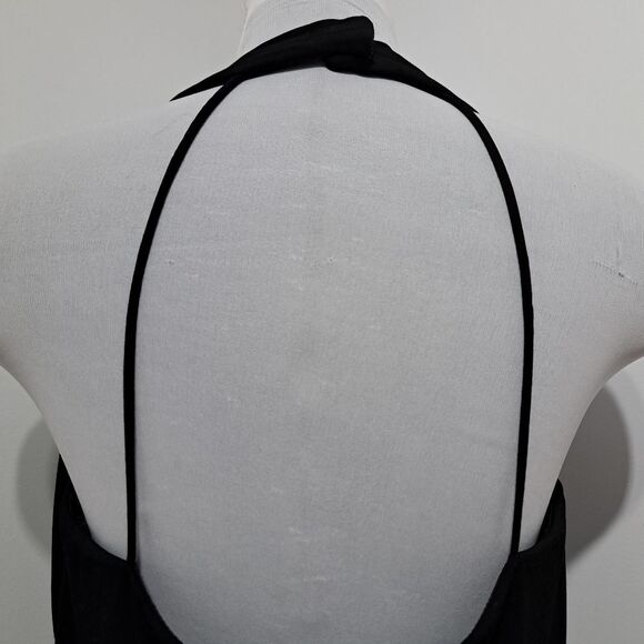 Vintage Betsy & Adam 90's Y2K Halter Neck Ruffle Goth Knee Length Dress S 14W - Picture 14 of 17